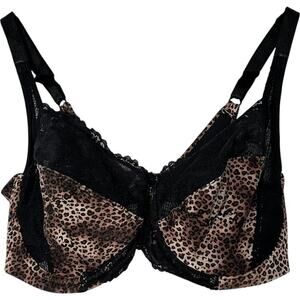 Lilyette Leopard with Black Lace Underwire Bra (36D)